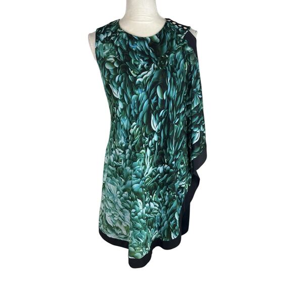 Ted Baker Sew in Love Sleeveless Draped Green Black Dress Size 2 or US Size 6 - Picture 2 of 8